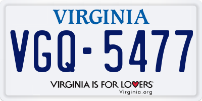 VA license plate VGQ5477
