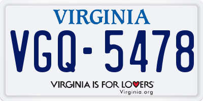 VA license plate VGQ5478