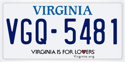 VA license plate VGQ5481