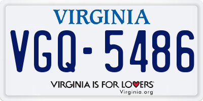 VA license plate VGQ5486