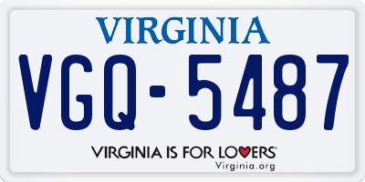 VA license plate VGQ5487