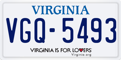 VA license plate VGQ5493