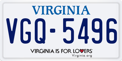 VA license plate VGQ5496
