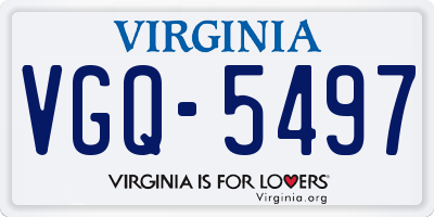 VA license plate VGQ5497