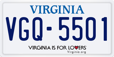 VA license plate VGQ5501