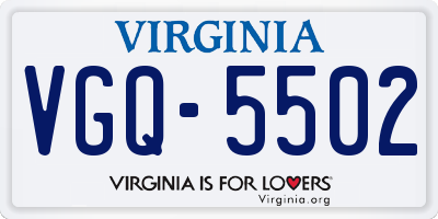 VA license plate VGQ5502