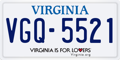 VA license plate VGQ5521
