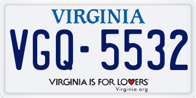 VA license plate VGQ5532