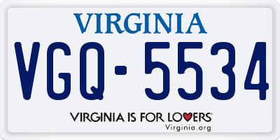 VA license plate VGQ5534
