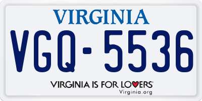 VA license plate VGQ5536