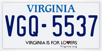 VA license plate VGQ5537