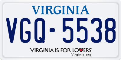VA license plate VGQ5538