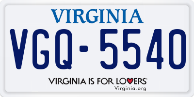 VA license plate VGQ5540