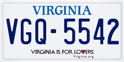 VA license plate VGQ5542