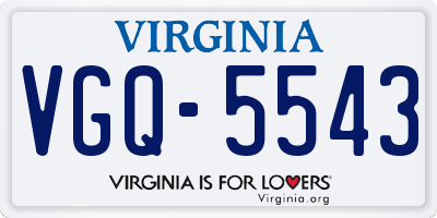 VA license plate VGQ5543