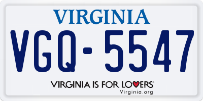 VA license plate VGQ5547