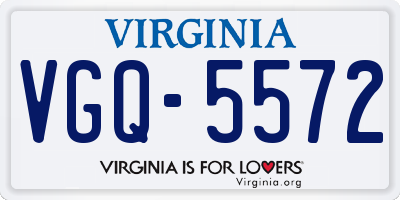 VA license plate VGQ5572
