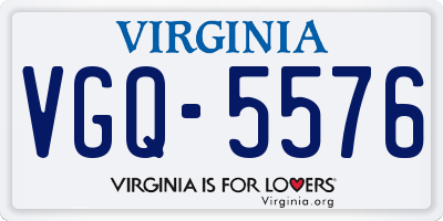 VA license plate VGQ5576