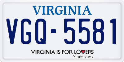 VA license plate VGQ5581