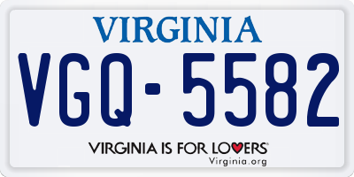 VA license plate VGQ5582