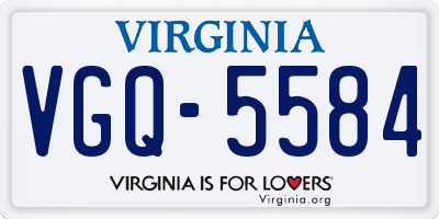 VA license plate VGQ5584