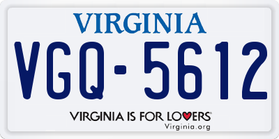 VA license plate VGQ5612