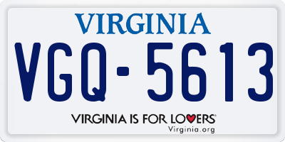 VA license plate VGQ5613