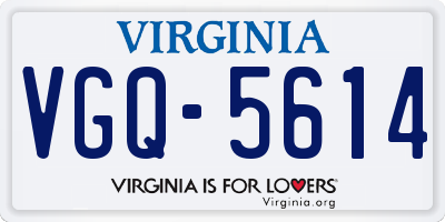 VA license plate VGQ5614