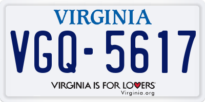 VA license plate VGQ5617