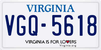 VA license plate VGQ5618