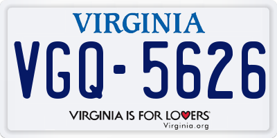 VA license plate VGQ5626