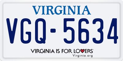 VA license plate VGQ5634