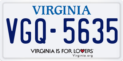 VA license plate VGQ5635