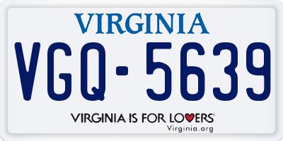 VA license plate VGQ5639