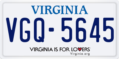 VA license plate VGQ5645