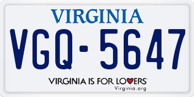 VA license plate VGQ5647