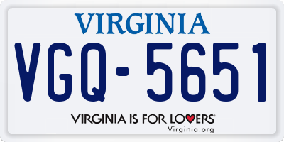VA license plate VGQ5651