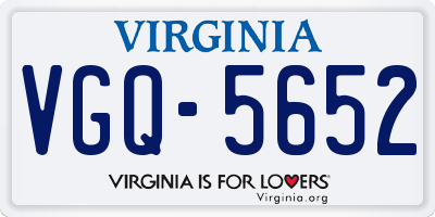 VA license plate VGQ5652