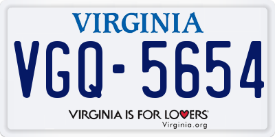 VA license plate VGQ5654