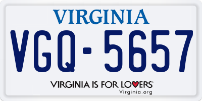 VA license plate VGQ5657