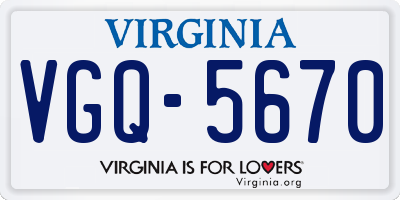 VA license plate VGQ5670