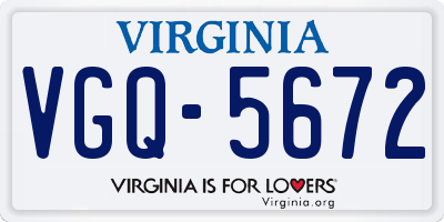 VA license plate VGQ5672