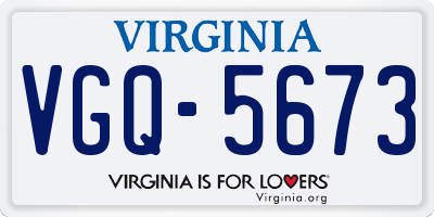 VA license plate VGQ5673