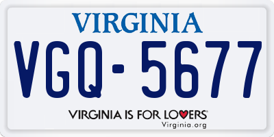 VA license plate VGQ5677