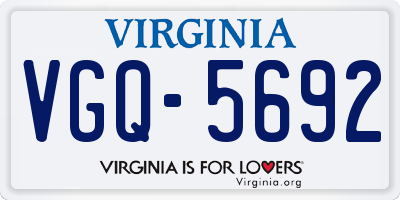 VA license plate VGQ5692