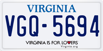 VA license plate VGQ5694