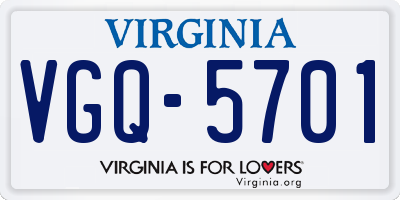 VA license plate VGQ5701