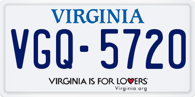 VA license plate VGQ5720