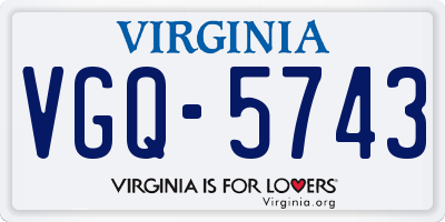 VA license plate VGQ5743