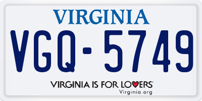 VA license plate VGQ5749